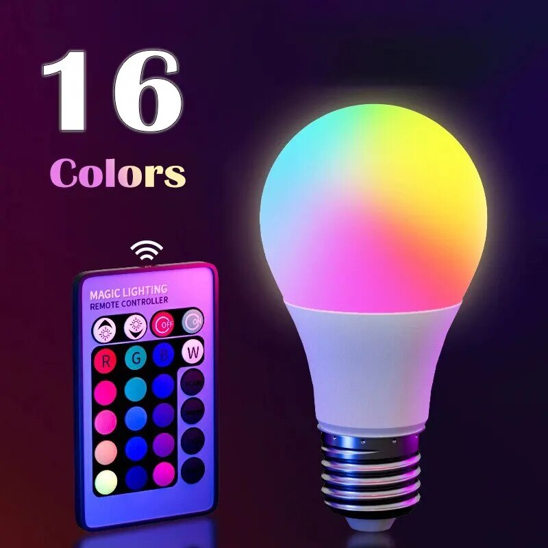 Electronics Gadgets For Home - 16 kolorów Żarówka RGB LED Wielokolorowa